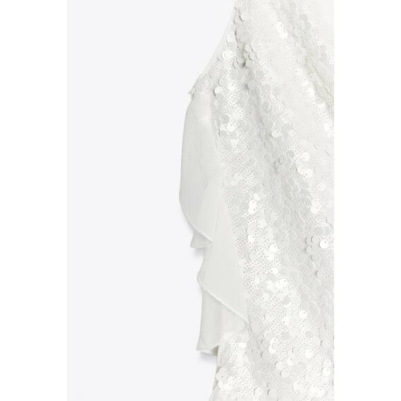 ZARA SEQUINNED RUFFLE MINI DRESS - Picture 7 of 7